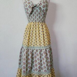 Japna Floral Maxi Dress in Yellow and Green